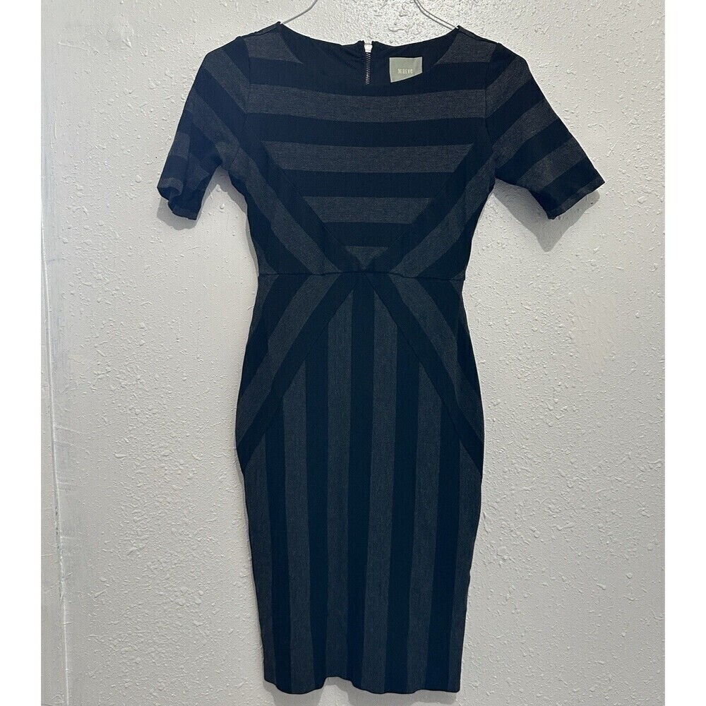 Maeve Charcoal and Black Geometric Midi Dress